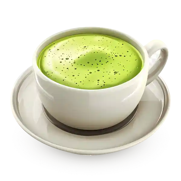 نوشیدنی ماچا با کف سبز روشن و فوم 